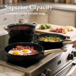 Bazova 23 Pcs Pots and Pans Set, Non Stick Ceramic Cookware Set with 3 Frying Pans, Healthy Non-Toxic, Large Capacity,Induction Compatible, PFAS/PTFE/PFOA Free, Black
