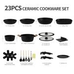 BECIGAR 23pcs Ceramic Pots and Pans Set, Nonstick Detachable Handle Cookware, Induction Kitchen Cooking Set with Removable Handle,include Frying Pans & Saucepans Oven Safe (Black)
