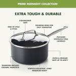 GreenPan Prime Chatham 1QT & 2QT Saucepan Pot Set with Glass Lids, Hard Anodized Diamond Infused Ceramic Nonstick, PFAS-Free, Dishwasher Safe, Oven Safe, Multipurpose Chefs Pan, Stay-Cool Handle,Black