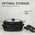 BECIGAR 23pcs Ceramic Pots and Pans Set, Nonstick Detachable Handle Cookware, Induction Kitchen Cooking Set with Removable Handle,include Frying Pans & Saucepans Oven Safe (Black)
