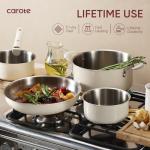 CAROTE 16Pcs Stainless Steel Cookware Set With Detachable/Removeble Handle Set, Space Saving Pots and Pans Set, RV Camping Set, Outer Ceramic Layer Nonstick, Dishwasher/Oven Safe, Kitchen Cooking Set