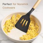 Astercook Kitchen Utensils set, 39 PCS Silicone Cooking Utensils Set with Wooden Handle, 446°F Heat Resistant Food Grade Utensil Sets, BPA Free Kitchen Gadgets Tools Set for Nonstick Cookware (Black)