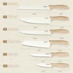 CAROTE 12PCS Knife set with Blade Guards,Granite Nonstick Ceramic Coating,Stainless Steel blade, Wooden Handle, Essential knife set,White