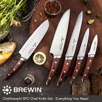 Brewin CHEFILOSOPHI Japanese Chef Knife Set 5 PCS with Elegant Red Pakkawood Handle Ergonomic Design,Professional Ultra Sharp Kitchen Knives for Cooking High Carbon Stainless Steel