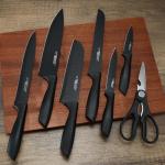 HUNTER.DUAL Knife Set, 8-Piece Kitchen Knife Set for Chef, Sharp Knife Set with Universal Knife Block, Anti-Rust Kitchen Knife Block Set, Ergonomical Design (Black)
