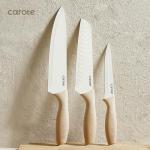 CAROTE 12PCS Knife set with Blade Guards,Granite Nonstick Ceramic Coating,Stainless Steel blade, Wooden Handle, Essential knife set,White