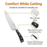 Amazon Basics Classic 8-inch Full Tang Stainless Steel Chef's Knife with Three Rivets, Silver