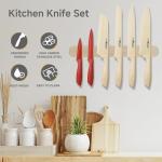 HUNTER.DUAL Knife Set, 12-PC Colorful Kitchen Knife Set, 6 Sharp Kitchen Knives with Covers for Cooking, Cutting&Chopping (Beige)