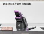 Knife Set - 15 PCS Kitchen Knife Set with Built-in Knife Sharpener Block - Stainless Steel Knife Block Set - Dishwasher Safe Mordern Knife Set, Elegant Box for Men Women