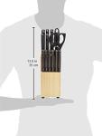 Amazon Basics 14-Piece High Carbon Stainless Steel Kitchen Knife Set with Sharpener and Pinewood Block, Black