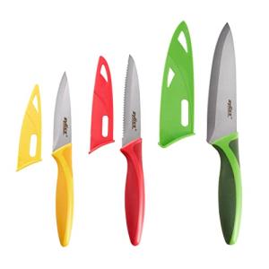 Zyliss 3 Piece Knife Value Set - Kitchen Knife Set - Kitchen Knife Set with Sheath Covers - Includes Paring, Serrated Paring & Utility Knives - Stainless Steel