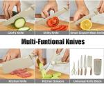 Knife Set, Wiztoynia 6-Piece Khaki Kitchen Knife Set for Home, Anti-Rust Non-stick Stainless Steel Sharp Chef Knife Sets with Universal Knife Block for Kitchen, Ergonomical Design (Khaki)