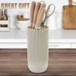 Knife Set, Wiztoynia 6-Piece Khaki Kitchen Knife Set for Home, Anti-Rust Non-stick Stainless Steel Sharp Chef Knife Sets with Universal Knife Block for Kitchen, Ergonomical Design (Khaki)