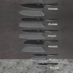 Kitchen Knife Set, KYA38 12-Piece Kitchen Knives Set with Covers, Marco Almond® 6 Knives with 6 Blade Guards, Stainless Steel Cooking Knives Set for Kitchen, Black