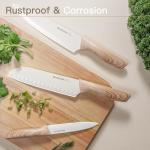 Astercook Knife Set, 13 Pieces Kitchen Knives Set with Ceramic Coating, Stainless Steel Chef Knife Sets with 6 Blade Guards, Dishwasher Safe Knife with Wooden Handle, White