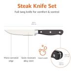 Amazon Basics 8-Piece Kitchen Steak Knife Set, 4.5", Black