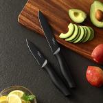 Kitchen Knife Set, KYA38 12-Piece Kitchen Knives Set with Covers, Marco Almond® 6 Knives with 6 Blade Guards, Stainless Steel Cooking Knives Set for Kitchen, Black