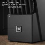 HUNTER.DUAL Knife Sets for Kitchen with Block, 15 Piece Knife Set with Built-in Sharpener, Dishwasher Safe, German Stainless Steel, Black