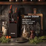 Knife Set, Astercook 15 Pcs Dishwasher Safe Kitchen Knife Set with Built-in Sharpener, High Carbon German Stainless Steel Black Knife Block Set