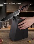 Knife Set, Amorston 15 Pieces Knife Sets for Kitchen with Block, Dishwasher Safe Kitchen Knife Set with Built in Sharpener Block, German Stainless Steel Knife Block Set, Black