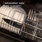 Knife Set, Astercook 15 Pcs Dishwasher Safe Kitchen Knife Set with Built-in Sharpener, High Carbon German Stainless Steel Black Knife Block Set