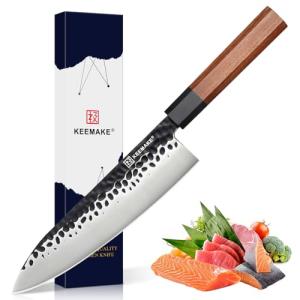 KEEMAKE Japanese Gyuto Chef Knife - 8 inch Professional Kitchen Knife with 440C High Carbon Steel Blade, Sharp Cutting Knives Rosewood Handle for Home Cooking and Restaurant