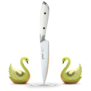 IGNITED CUTLERY 5 inch Paring Knife, German 1.4116 Stainless Steel Fruit Vegetable Peeling Knives, Ivory White Handle, Razor Sharp Small Kitchen Knife with Gift Box