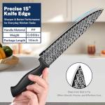 Gourmetop Kitchen Knife Set with Cover 3 Pcs, Black Chef Knife Set for Cooking, Sharp Kitchen Knives with Sheath, 8'' Chef Knife, 5'' Utility, 3.5'' Paring, Damascus Pattern Kitchen Knife for Cutting