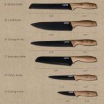 CAROTE 12PCS Knife Set, Stainless Steel Kitchen Knife Set with Nonstick Ceramic Coating Dishwasher Safe with 6 Blade Guards, Rustproof, Black