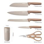 GOODA Kitchen Knife Set With Block,6-Piece Professional Chef Cooking Knives Set For Kitchen,Non-Stick Stainless Steel Knife Block Set
