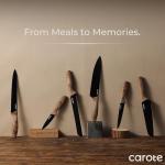 CAROTE 12PCS Knife Set, Stainless Steel Kitchen Knife Set with Nonstick Ceramic Coating Dishwasher Safe with 6 Blade Guards, Rustproof, Black