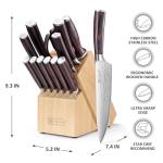 PAUDIN Kitchen Knife Set with Block, 14 Pieces Knife Sets for Kitchen with Block, High Carbon German Stainless Steel Sharp Chef Knife Set with Ergonomic Pakkawood Handle