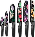 Astercook Knife Set, 12-Piece Flower Kitchen Knives Sets with Blade Guards, Dishwasher Safe, German High Carbon Stainless Steel, Perfect Gifts for Kitchen