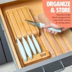 Tasty In-Drawer Kitchen Knife Set, Space-Saving Cutlery and Kitchen Organizer, Includes Chef, Bread, Santoku, Utility and Paring Knives, 6-Piece, Aqua