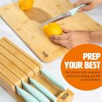 Tasty In-Drawer Kitchen Knife Set, Space-Saving Cutlery and Kitchen Organizer, Includes Chef, Bread, Santoku, Utility and Paring Knives, 6-Piece, Aqua