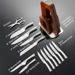 KINGSTONE Kitchen Knife Set with Block,14 Pcs German Stainless Steel Knife Set with Built-in Sharpener, Dishwasher Safe Knife Block Set (walnut, 14pcs)