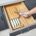 Tasty In-Drawer Kitchen Knife Set, Space-Saving Cutlery and Kitchen Organizer, Includes Chef, Bread, Santoku, Utility and Paring Knives, 6-Piece, Aqua