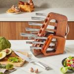 KINGSTONE Kitchen Knife Set with Block,14 Pcs German Stainless Steel Knife Set with Built-in Sharpener, Dishwasher Safe Knife Block Set (walnut, 14pcs)