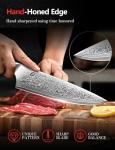 Damascus Chef Knife in Japanese Steel, 67-Layers Damascus Kitchen Knife with Wooden Gift Box and Original Olive Wood Handle, Cooking Knives for Home Kitchen Gift Idea
