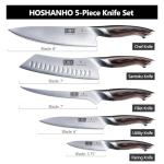 HOSHANHO 5 Pieces Knife Set, Japanese High Carbon Stainless Steel Kitchen Knife Sets, Professional Ultra Sharp Chef Knives Set with Ergonomic Pakkawood Handle