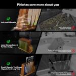Piklohas Knife Sets for Kitchen with Block, 17 Pieces with Magnetic Knife Holder, German High Carbon Stainless Steel Damascus Pattern Chef Knife Set