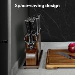 Piklohas Knife Sets for Kitchen with Block, 17 Pieces with Magnetic Knife Holder, German High Carbon Stainless Steel Damascus Pattern Chef Knife Set