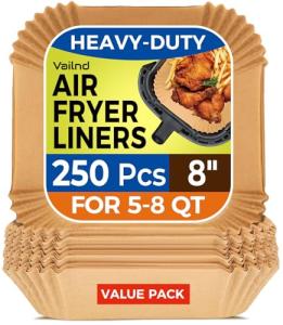 250 Pcs Non-Stick Air Fryer Liners, 8