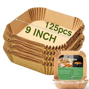 Square Air Fryer Paper Liners, 125 Pcs, 9 Inch