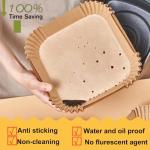 Square Air Fryer Paper Liners, 125 Pcs, 9 Inch