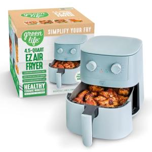 GreenLife 4.5QT Blue Air Fryer with Dial Controls