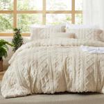Beige Boho King Comforter Set with Embroidery