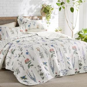Bedsure Twin Floral Reversible Quilt Set