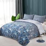 Blue Floral Queen Quilt Set - 3 Pieces