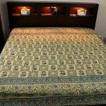 Indian Batik Tapestry Bedspread in Gray/Blue